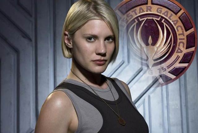 Katee Sackhoff as Captain Kara 'Starbuck' Thrace