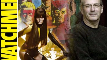 Dave Gibbons amongst his most famous creations to date - the Watchmen.