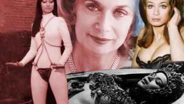Valerie Leon (left) in an unused Zeta One costume and (lower right) as Queen Tera in Blood From The Mummy's Tomb