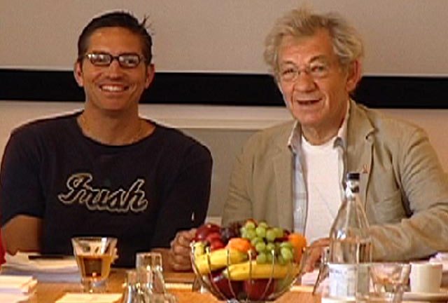 Ian McKellen and Jim Calvaziel at LWT preparing for The Prisoner