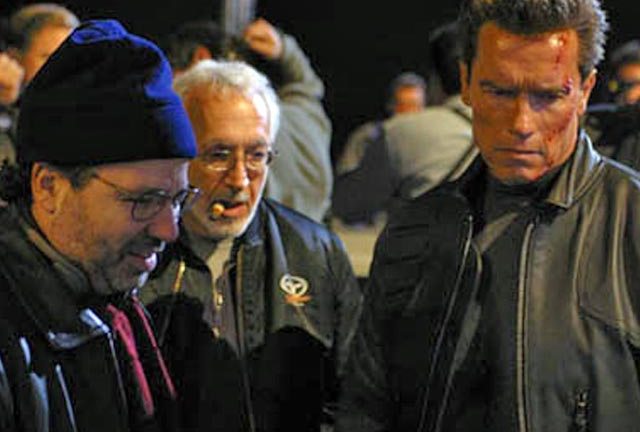 Jonathan Mostow, Stan Winston and Arnie shooting T3.