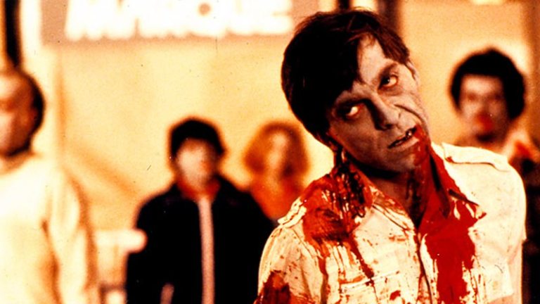Poor old David Emgee gets it in the neck in Romero's Dawn Of The Dead (1979)