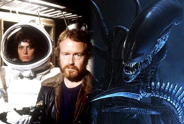 Scott with Sigourney Weaver on the set of Alien.