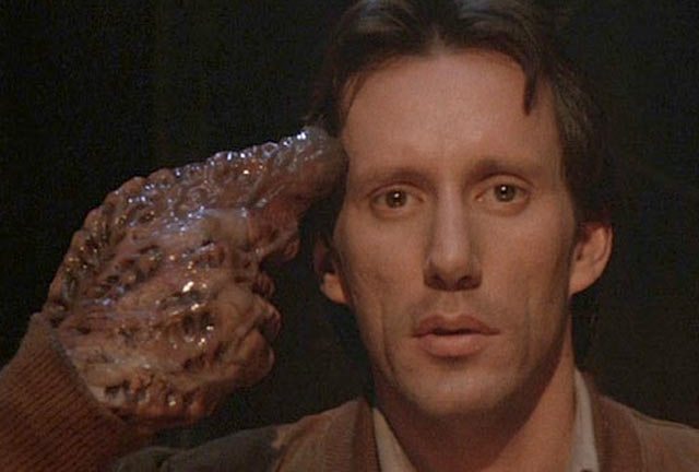 James Woods hailing the new flesh in Videodrome (1983)