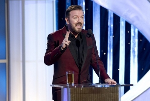 Ricky Gervais hosting the Golden Globes