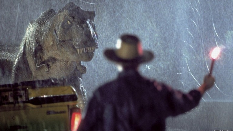 Alan Grant and T-Rex in Jurassic Park (1993)