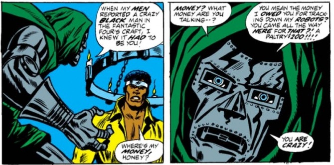 Doom and Luke Cage in Luke Cage, Hero for Hire #9