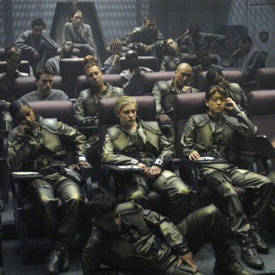 BATTLESTAR GALACTICA -- SCI FI Channel -- "33" Episode 1 -- Aired 10/18/04 -- Pictured: (l-r) Katee Sackhoff as Lt. Kara "Starbuck" Thrace, Grace Park as Lt. Sharon "Boomer" Valerii -- Photo by: Carole Segal/SCI FI Channel/NBCUPB