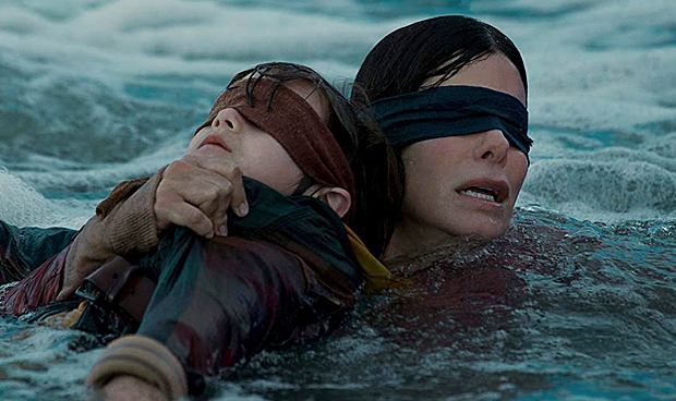 Sandra Bullock and Julian Edwards in Netflix's Bird Box