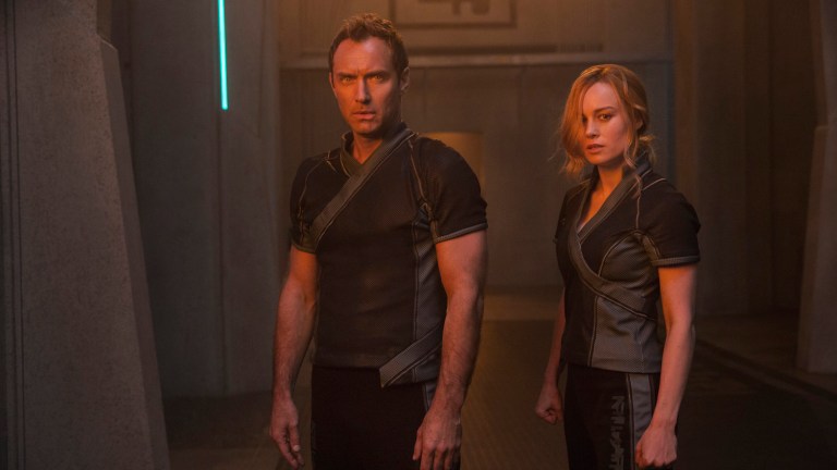 Jude Law and Brie Larson in Captain Marvel