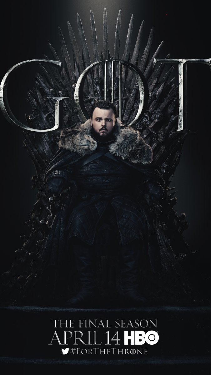 Game of Thrones Season 8 - Samwell Tarly on the Iron Throne