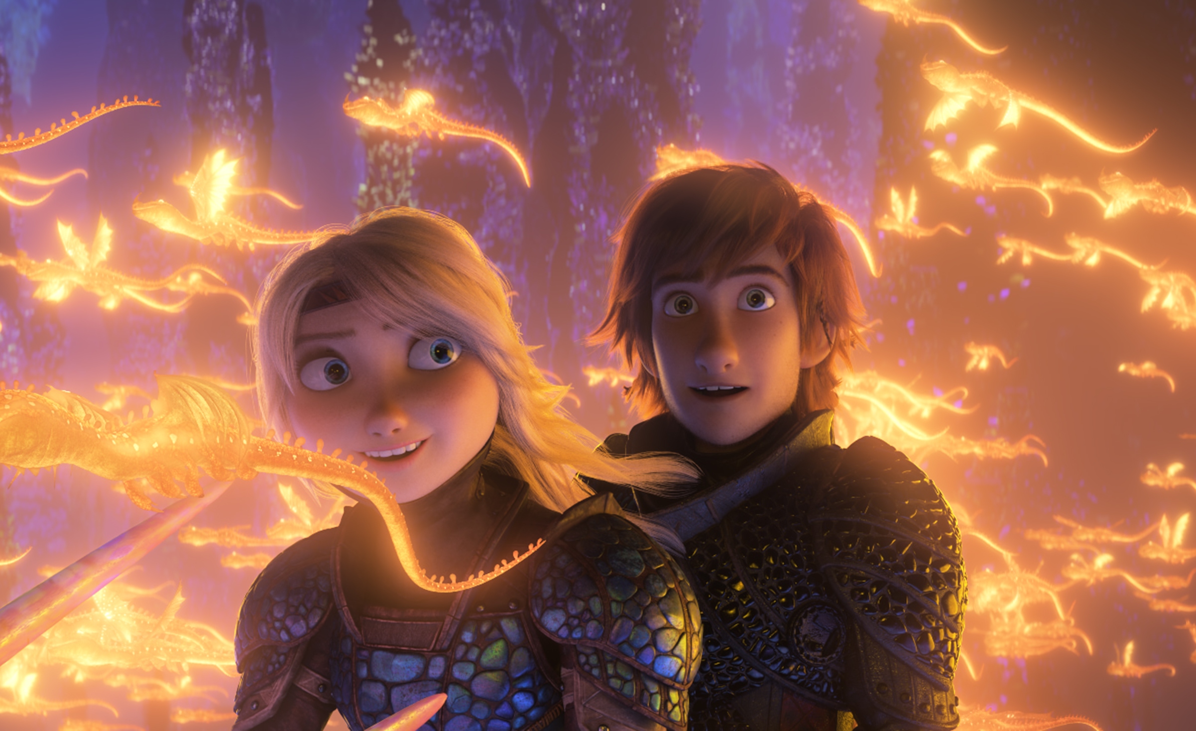 Hiccup and Astrid in How to Train Your Dragon: The Hidden World