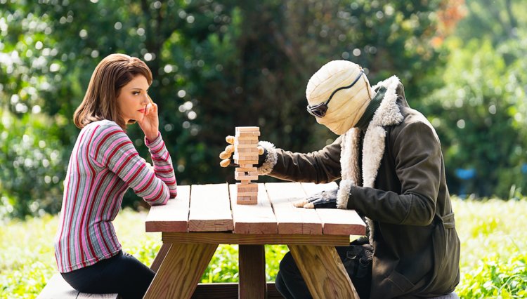 Rita and Larry of Doom Patrol play Jenga