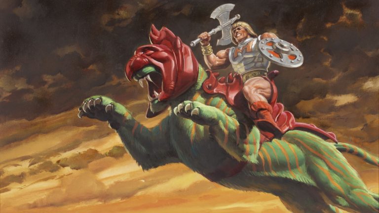 He-Man on Battle Cat in Mattel Masters of the Universe box art