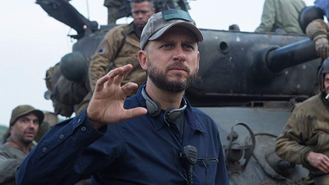 David Ayer on the set of Fury; Sony Pictures