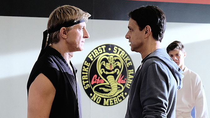 William Zabka and Ralph Macchio on Cobra Kai; YouTube Premium