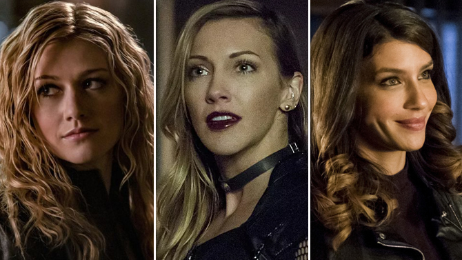 Katherine McNamara, Katie Cassidy an Juliana Harkavy on Arrow; The CW