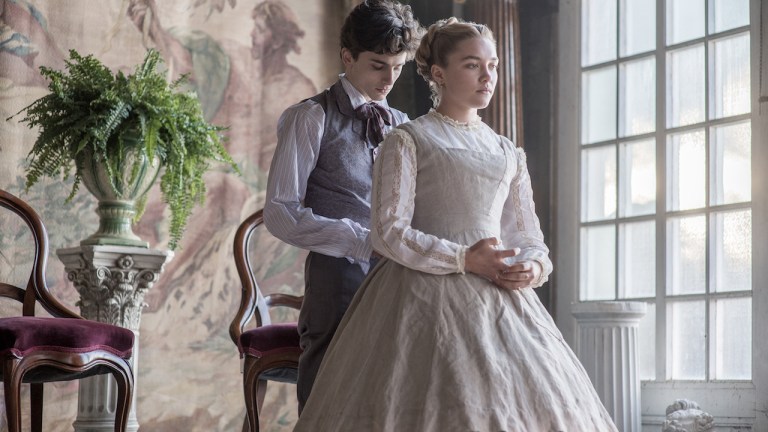 Florence Pugh and Timothee Chalamet in Little Women
