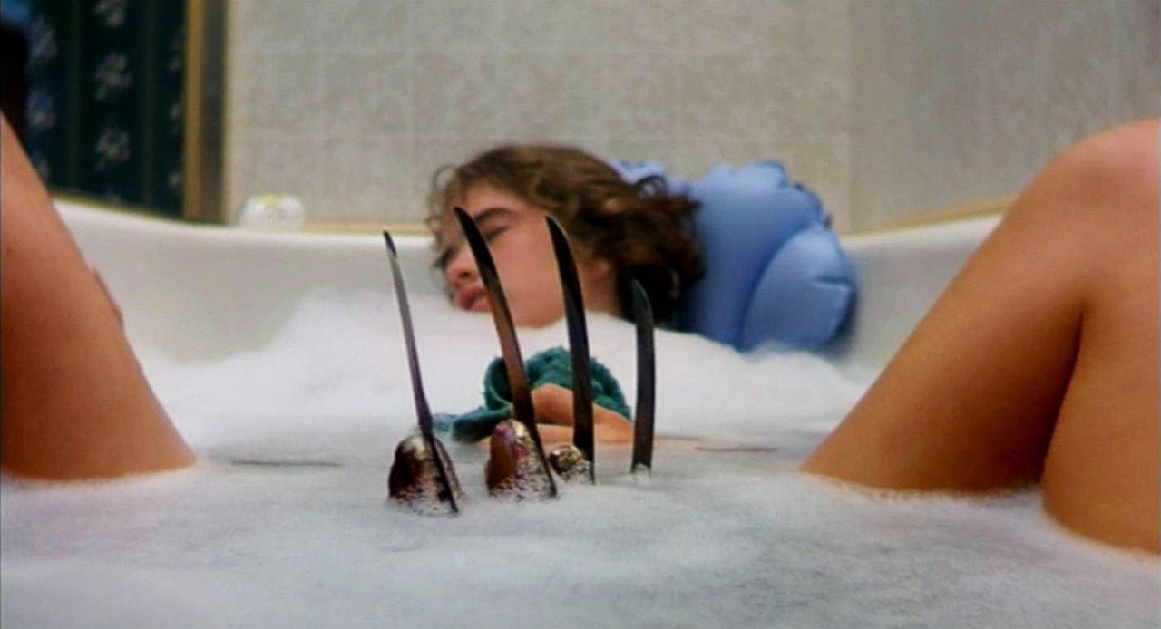 Nancy Thompson in Bathtub with Freddy Claws in Nightmare on Elm Street