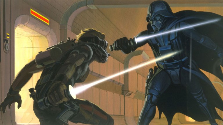 Star Wars Vader Versus Luke Concept Art by Ralph Mcquarrie