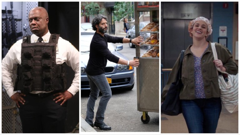 Captain Holt (Andre Braugher), Adrian Pimento (Jason Mantzoukas), and Amy Santiago (Melissa Fumero)