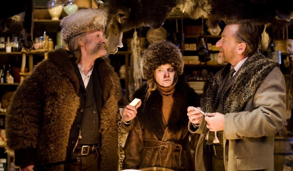 Kurt Russell and Jennifer Jason Leigh in The Hateful Eight