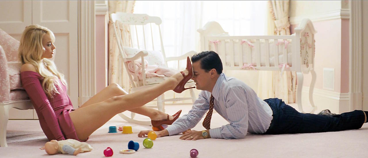 Margot Robbie and Leonardo DiCaprio in The Wolf of Wall Street