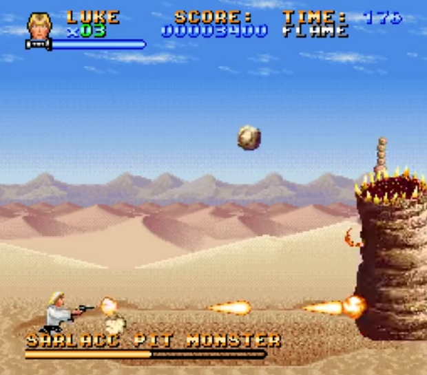 Super Star Wars: Luke fights the Sarlacc Pit Monster