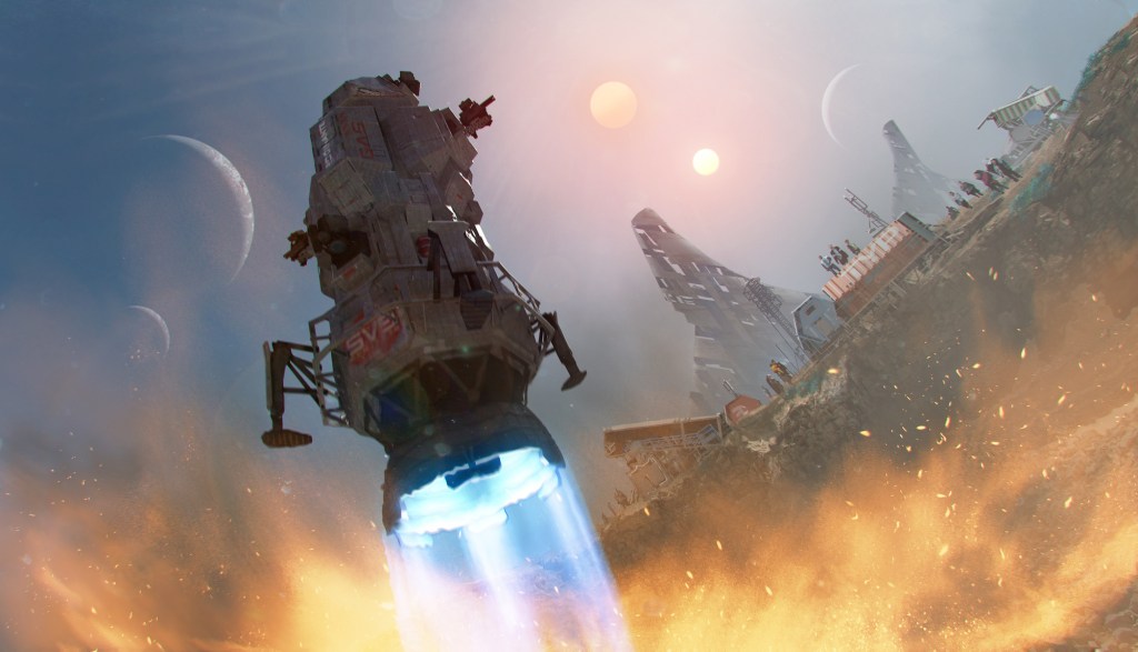 Rocinante landing on Ilus in The Expanse