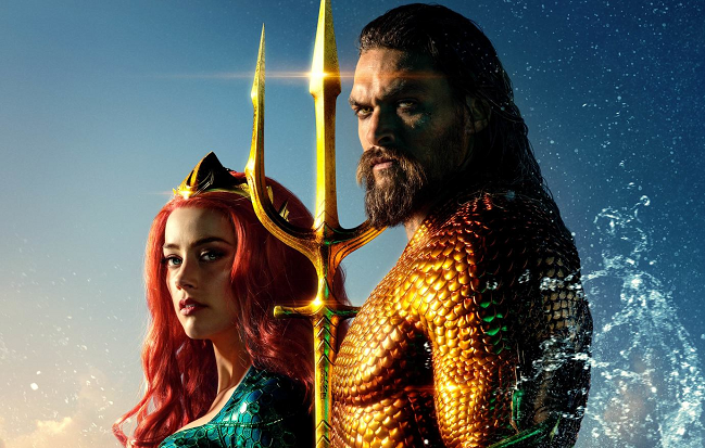 Jason Momoa as Aquaman and Amber Heard as Mera