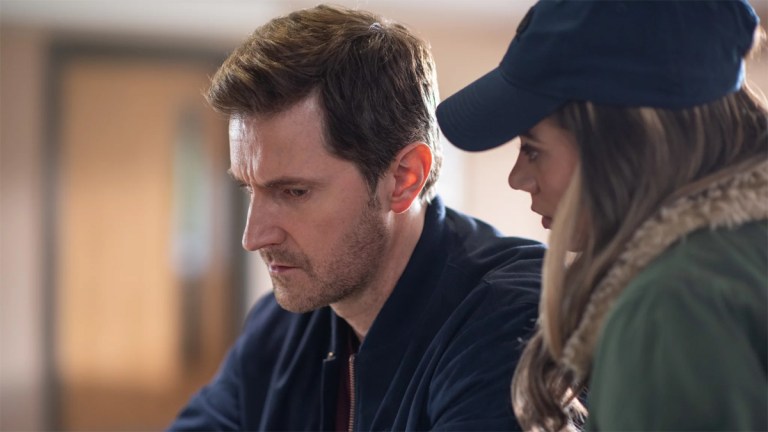 Richard Armitage and Hannah John Kamen in The Stranger