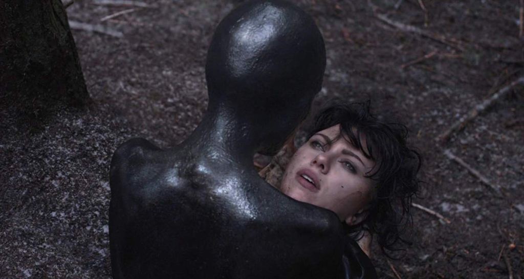 Scarlett Johansson and Alien in Under the Skin