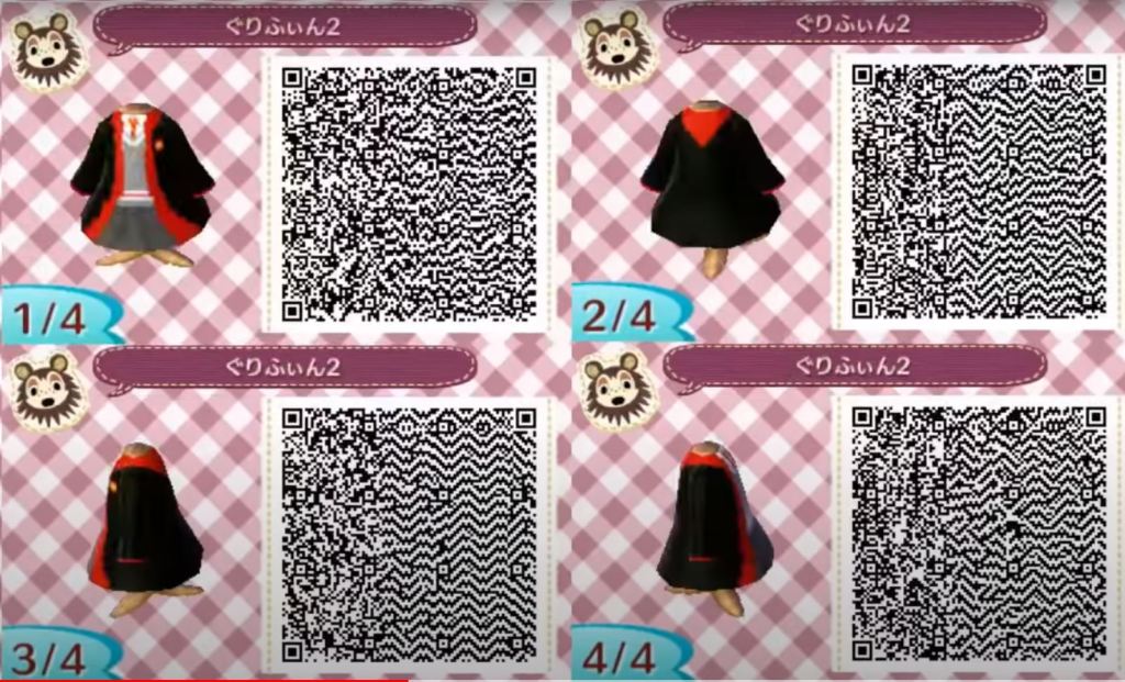 Animal Crossing QR codes - Harry Potter House Uniforms