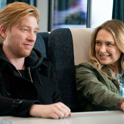 Merritt Weaver and Domhnall Gleeson in HBO's Run