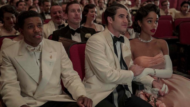 Darren Criss and Laura Harrier in Hollywood Ending