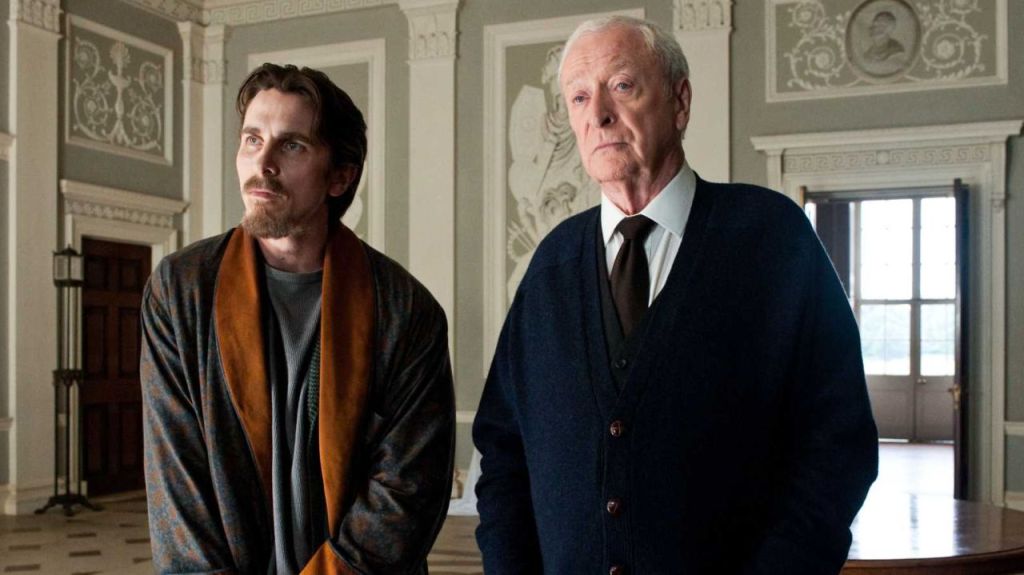 Michael Caine Alfred and Christian Bale in The Dark Knight Rises