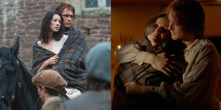Claire Wrapped in Jamie's Blanket on Outlander