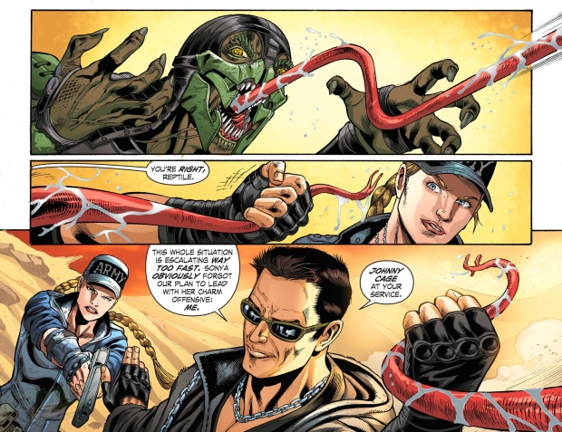 Reptile, Sonya, and Johnny Cage in the Mortal Kombat X comic