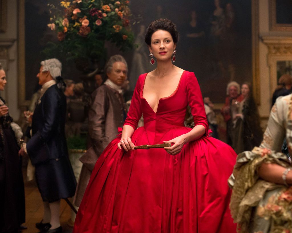 Claire in a Red Dress in Outlander