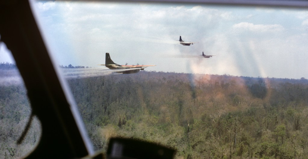 Prowler aircraft sprays "Agent Orange" over South Vietnam