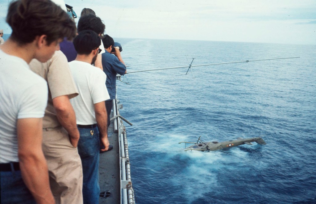 American Helicopter Pushed into Sea during Vietnam War
