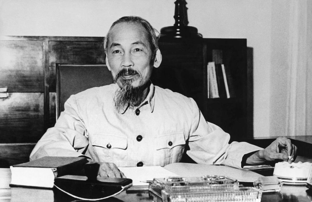 Hồ Chí Minh in his office