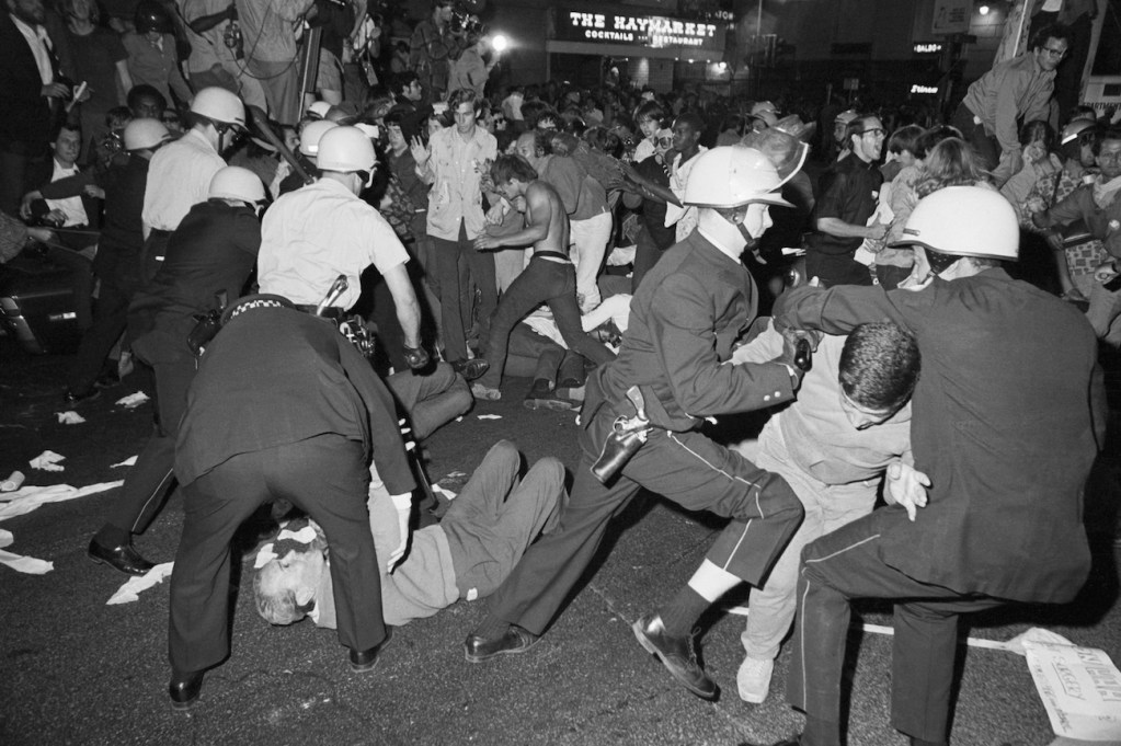 Police and Anti-War Protestors fight in Chicago 1969