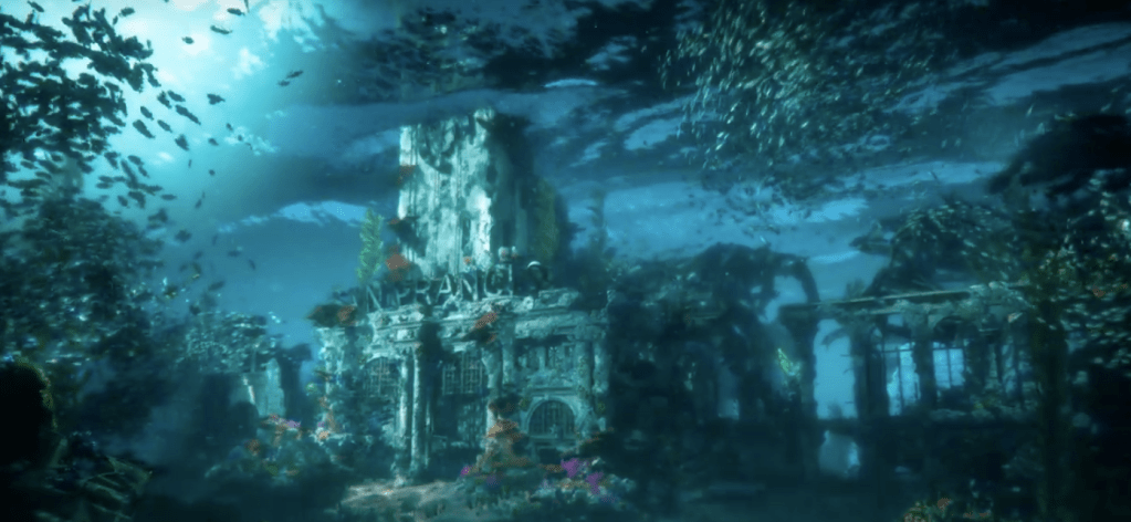 Buildings underwater in Horizon Forbidden West