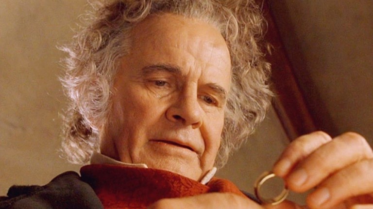 Ian Holm as Bilbo Baggins in The Lord of the Rings: Fellowship of the Ring