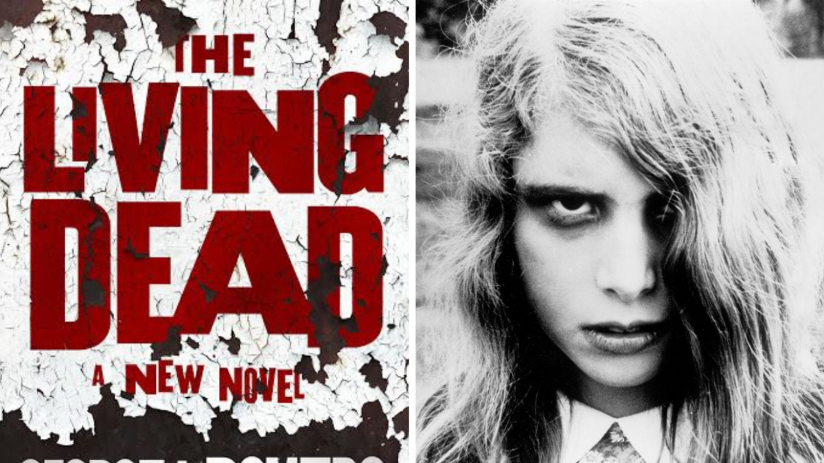 A Screenshot From The Night of the Living Dead and the Cover for The Living Dead Novel