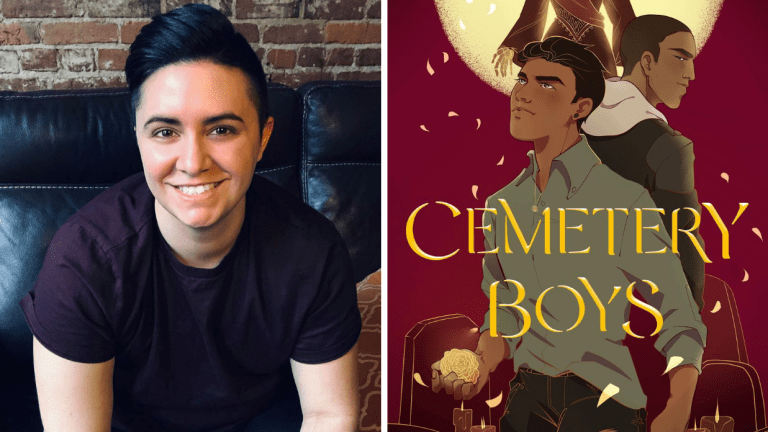 Author Aiden Thomas and the Cover of Cemetery Boys
