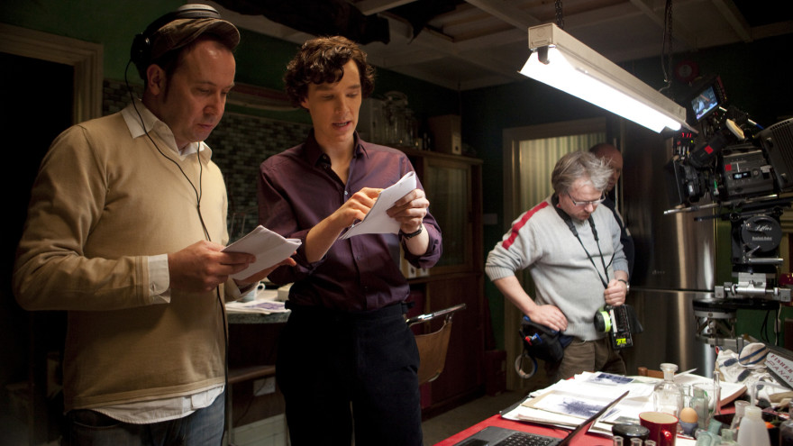 Paul McGuigan and Benedict Cumberbatch on the Set of Sherlock