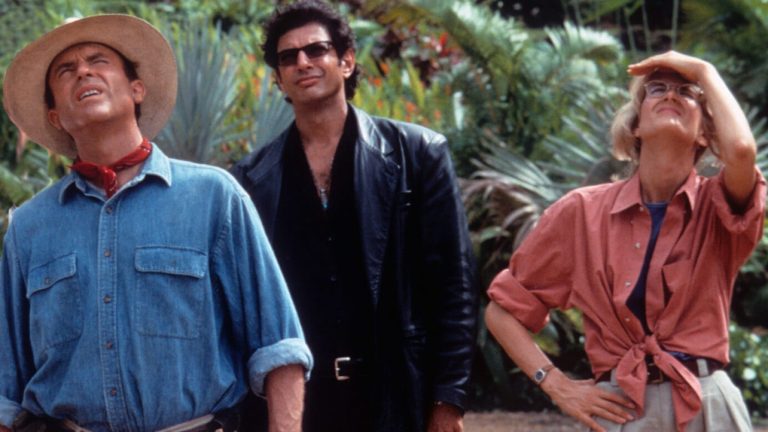 Sam Neil Laura Dern and Jeff Goldblum in Jurassic Park
