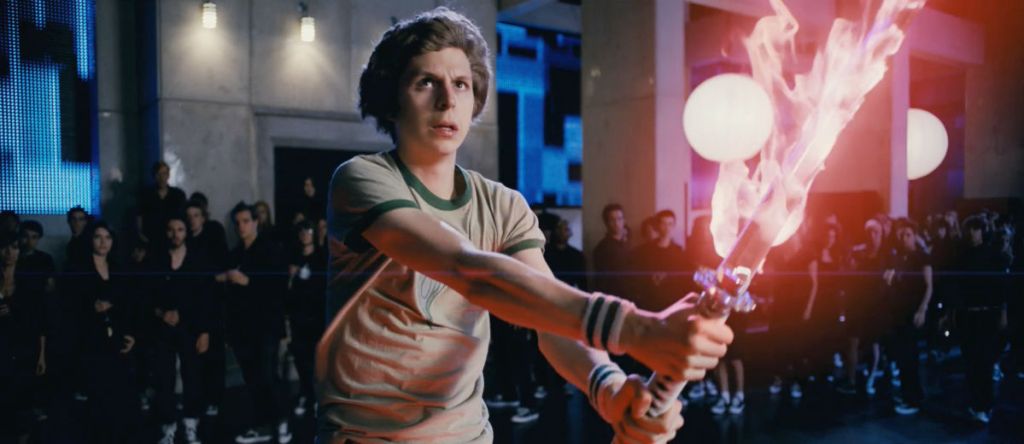 Michael Cera with sword in Scott Pilgrim vs the World (2010)